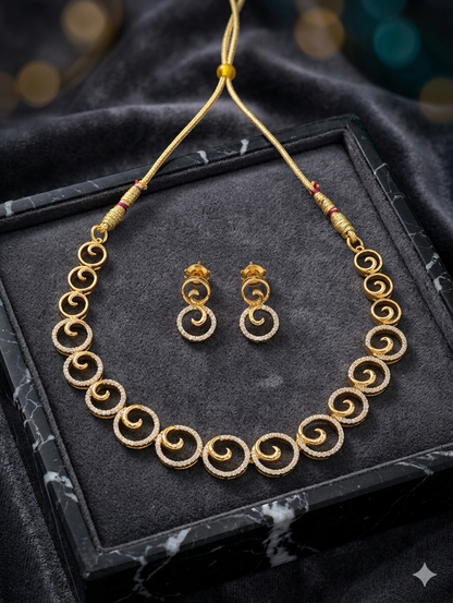 Elegant Snail Diamond Necklace & Earrings Set