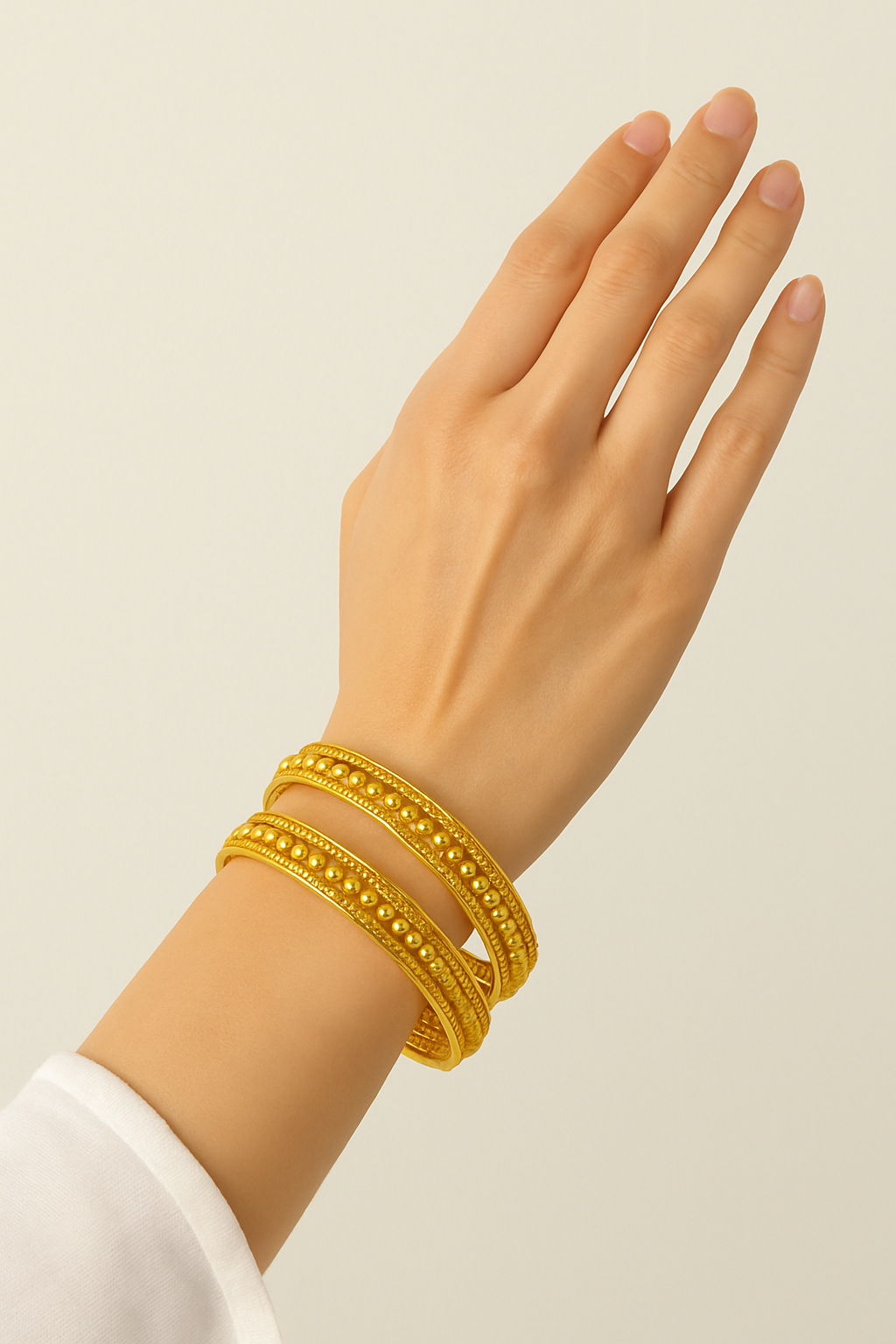 Gold openable kada with small spheres