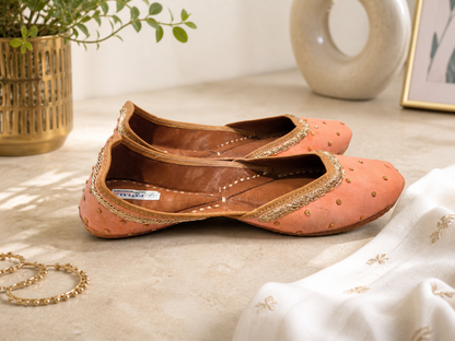 Punjabi Jutti for Women – Peach | Traditional Indian Ethnic Flat